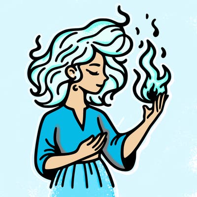 woman with fire