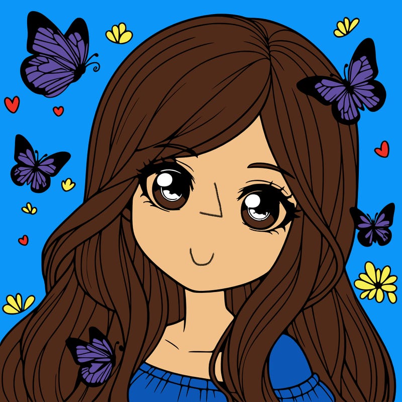 realistic girl with butterflies around her