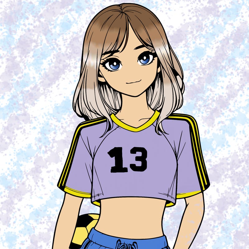 realistic girl wearing soccer jersey