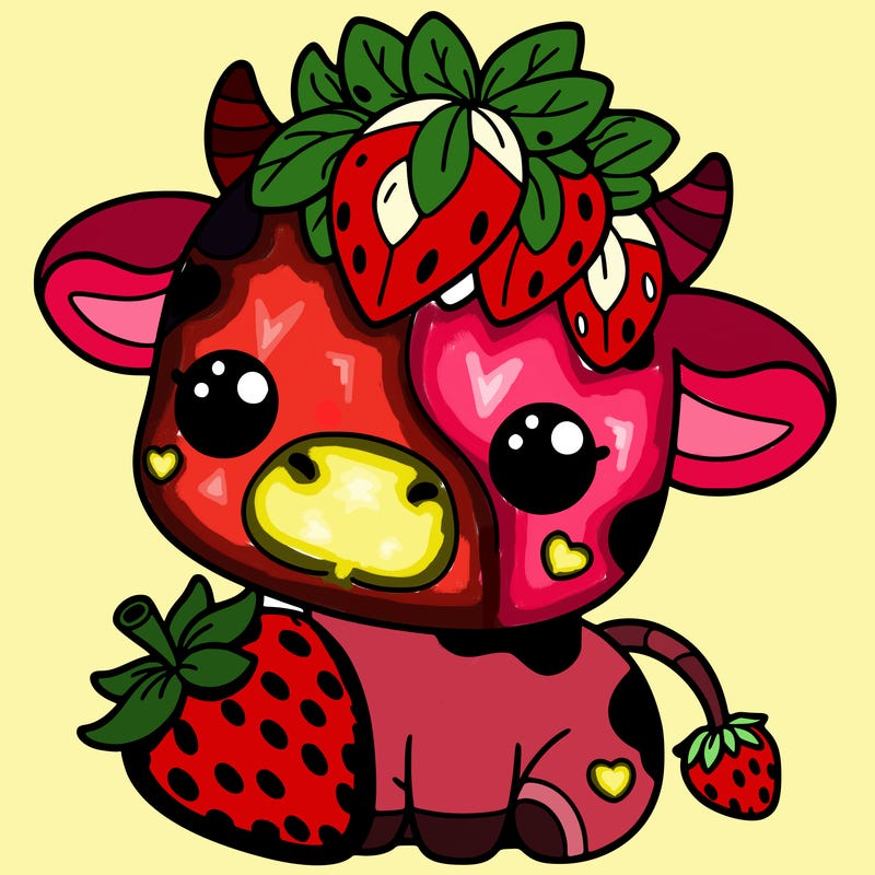cute strawberry cow