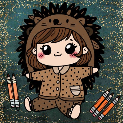 girl in hedgehog pjs