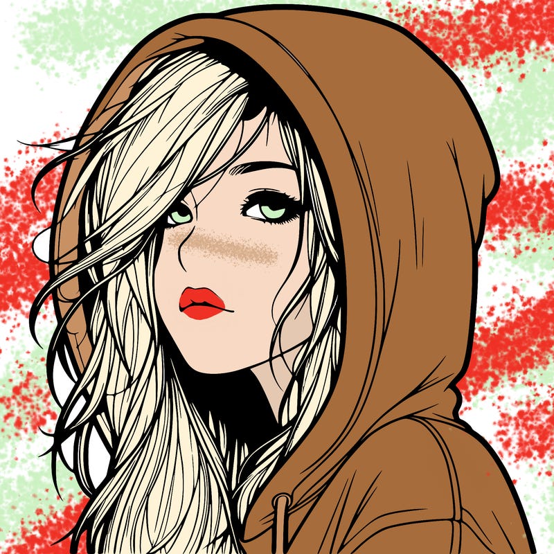 realistic girl with hoodie on