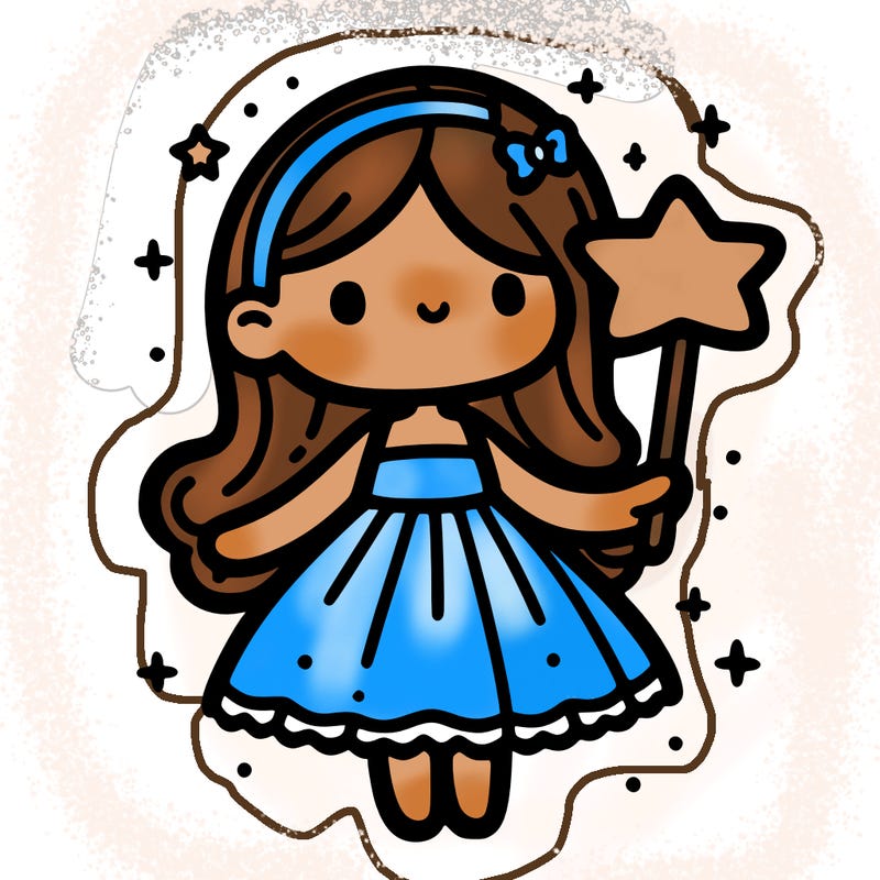 girl in dress holding star