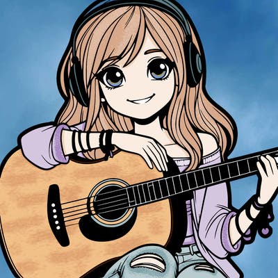 teenage girl with guitar