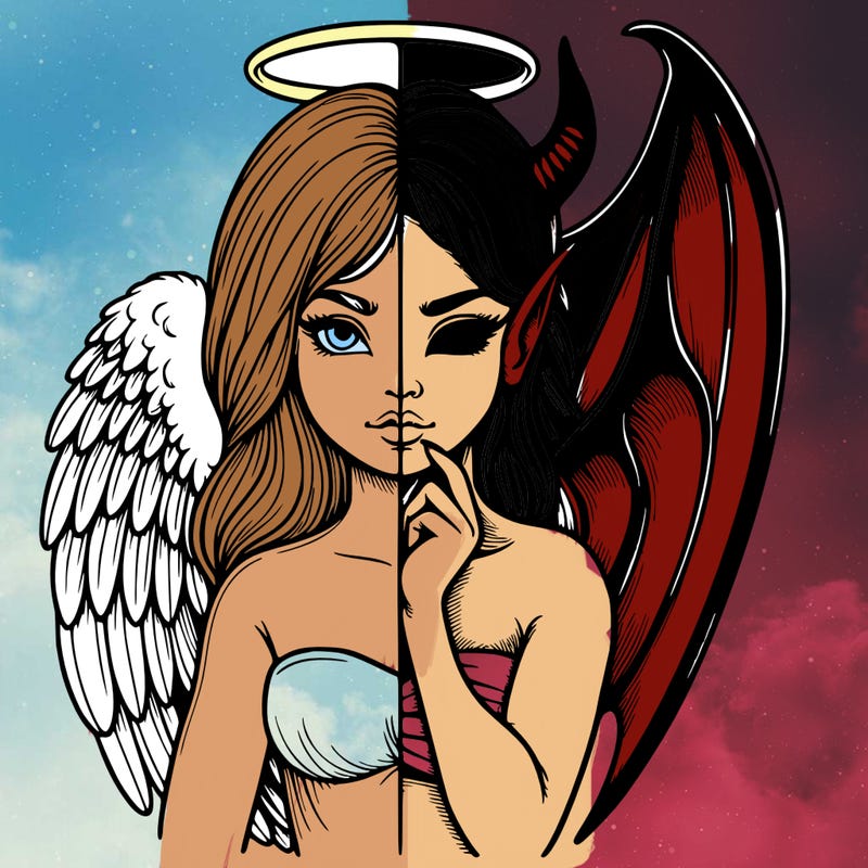 realistic angel half demon