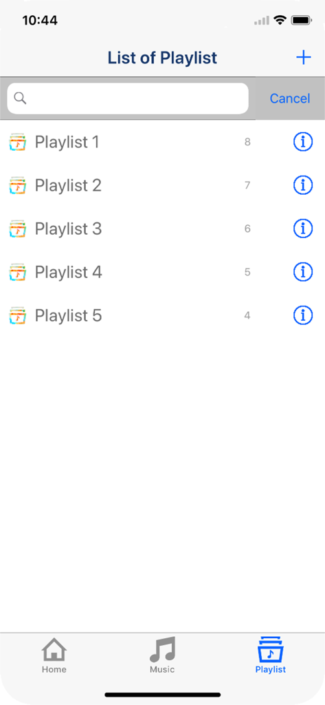 Video 2 Music  Audio Converter - Interface showing a list of music playlists in the Video 2 Music Audio Converter app