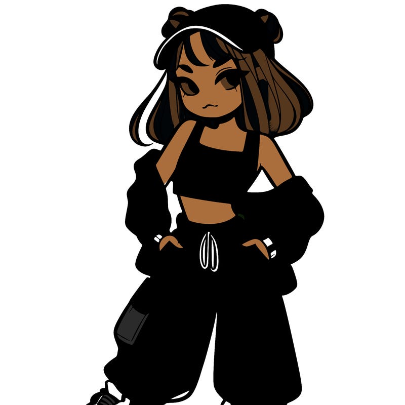 girl in crop top and baggy pants