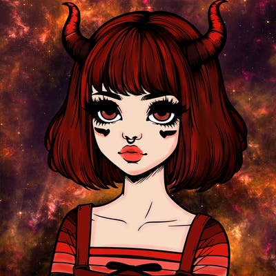 realistic girl with horns
