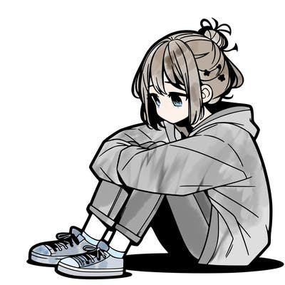 sad anime girl sitting alone
