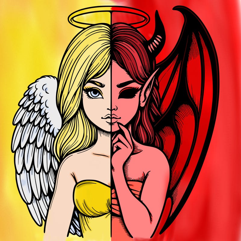 realistic angel half demon