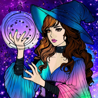 realistic women sorcerer using magic