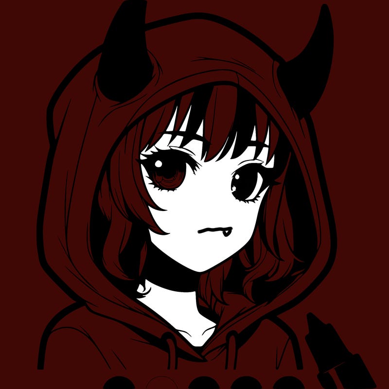 realistic girl with hoodie and horns