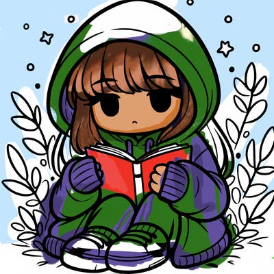 girl in oversized hoodie reading a book