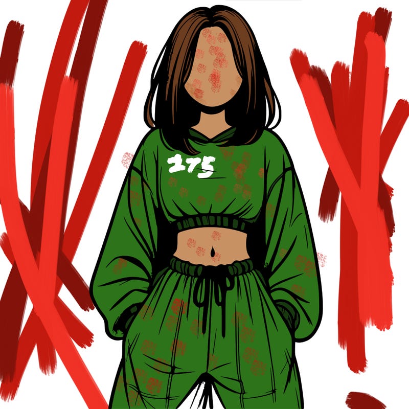 realistic girl faceless with baggy pants and a crop top