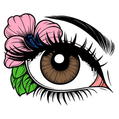 realistic eye with flower