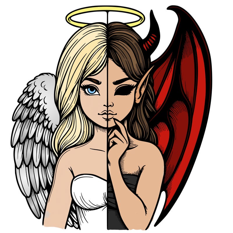 realistic angel half demon