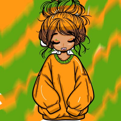 girl with baggy sweatshirt and messy bun