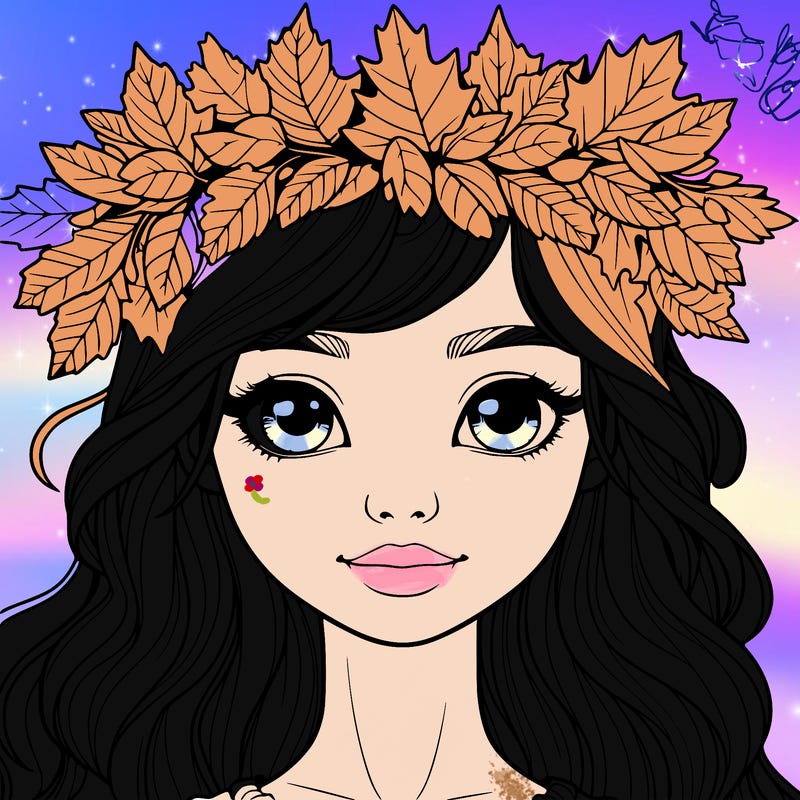 realistic girl with fall leaf crown