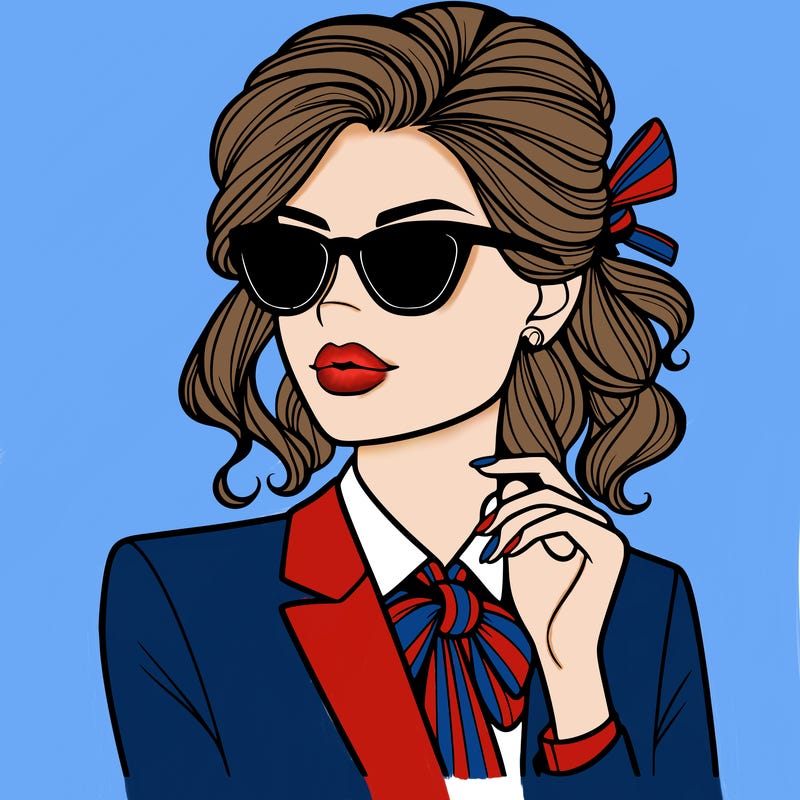 elegant woman in suit and sunglasses