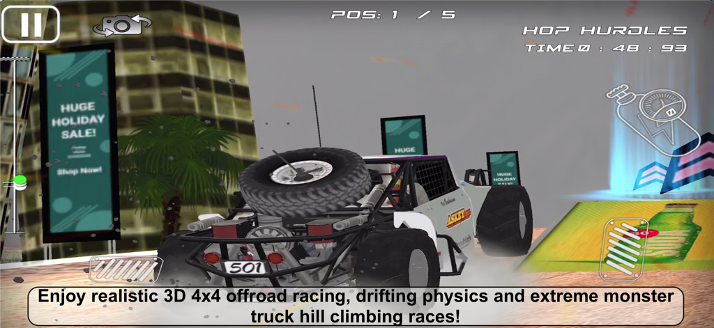 4x4 OFFROAD MONSTER TRUCK RACE - Gameplay de corrida de monster truck 4x4 offroad num simulador 3D