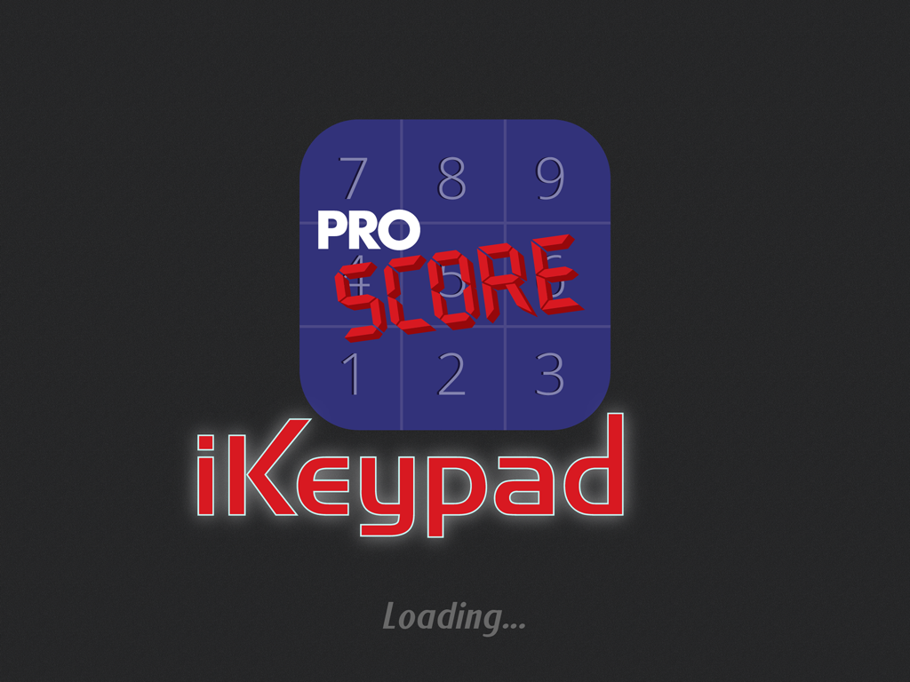 ProScore iKeypad - ProScore iKeypad app splash screen showing the gymnastics scoring logo and loading text