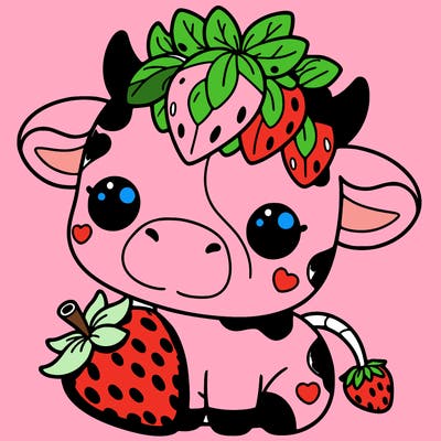 cute strawberry cow