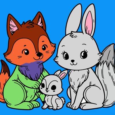 fox and rabbit family