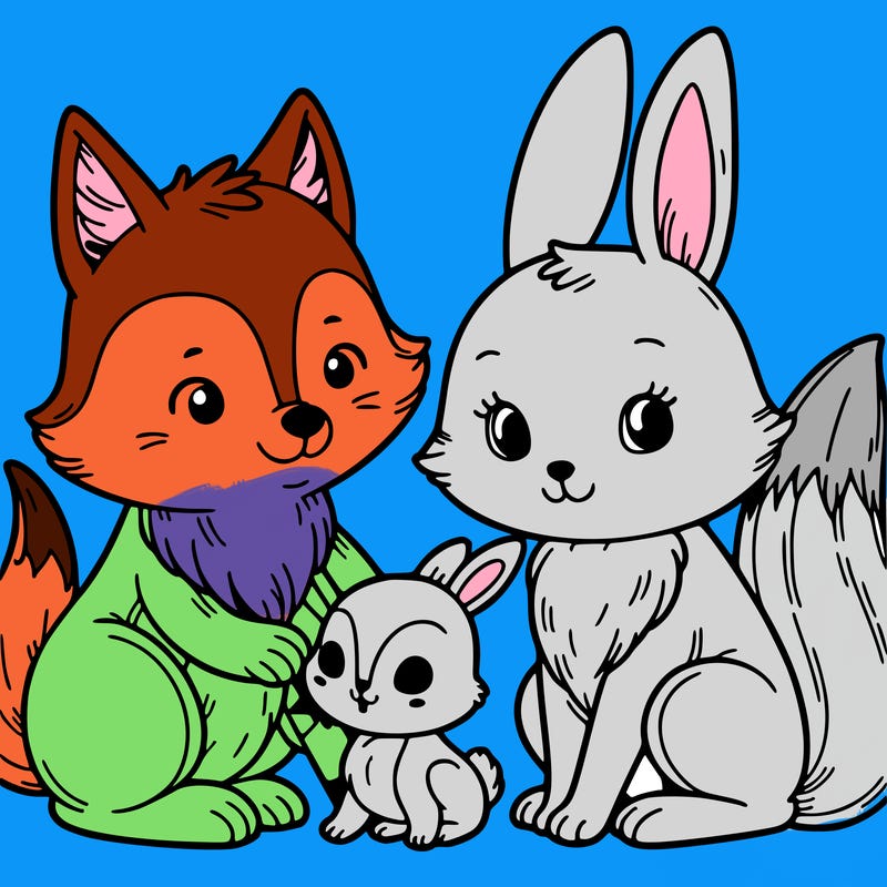 fox and rabbit family