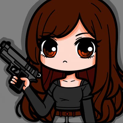 girl with a gun and long hair