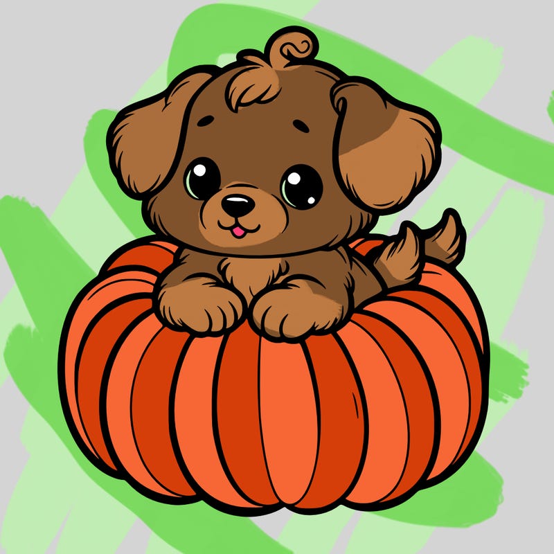 cute little puppy in a pumpkin