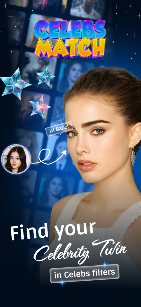 Celebrity Twin - Funny Filter - A young woman finding her celebrity look-alike match using the Celebs Match filter.