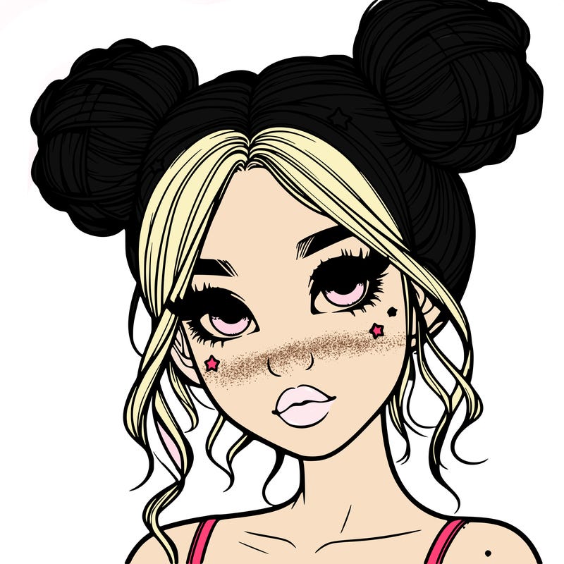 realistic girl with space buns