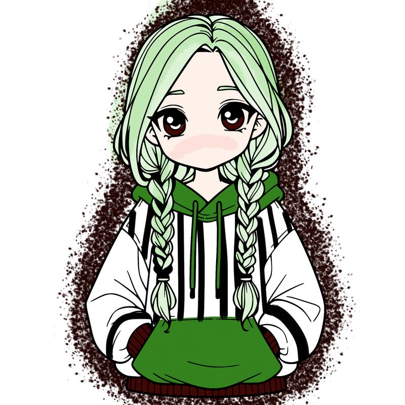 a realistic girl with a oversized hoodie and she has braids