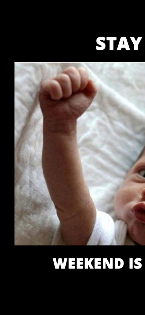 Meme Creator: Make Dank Memes - Beispiel eines in der App erstellten Memes mit einem Baby, das eine Faust hebt