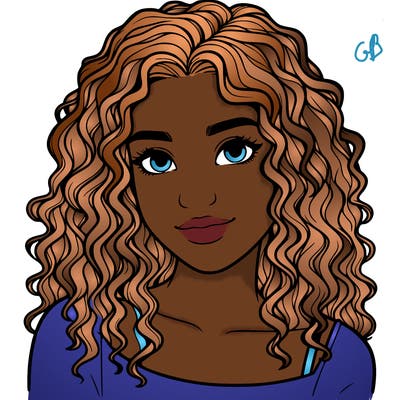 realistic, teenage girl with curly hair