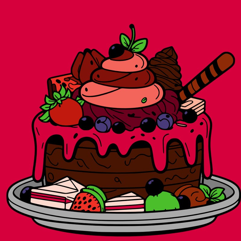 dessert with many toppings