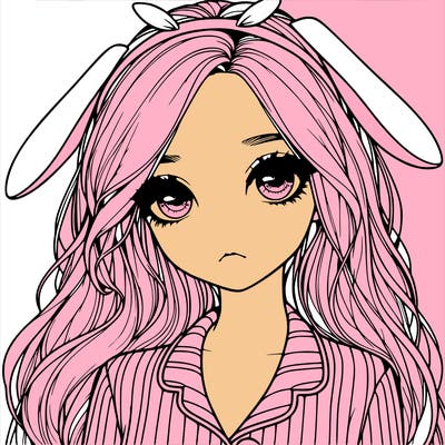 realistic girl with bunny pjs