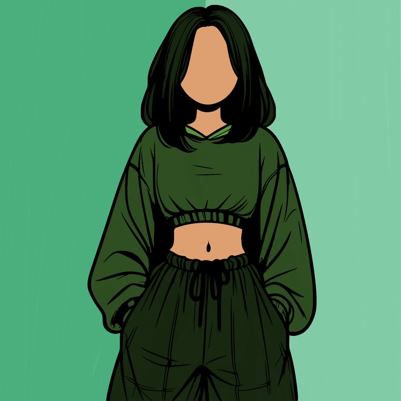 realistic girl faceless with baggy pants and a crop top