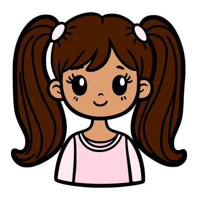 girl with two ponytails