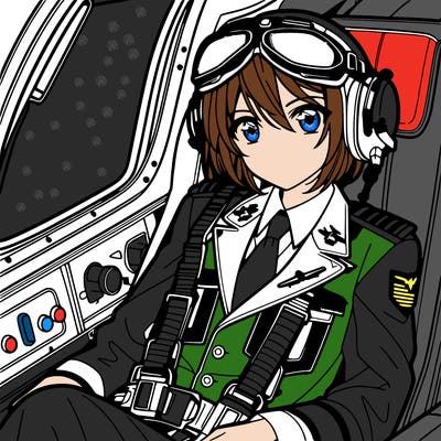 a pilot in plane in an anime design