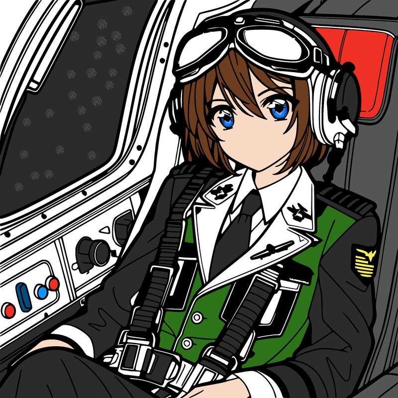 a pilot in plane in an anime design