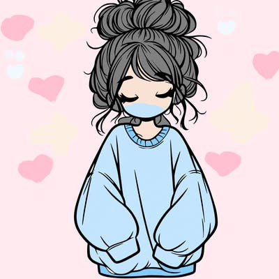 girl with baggy sweatshirt and messy bun