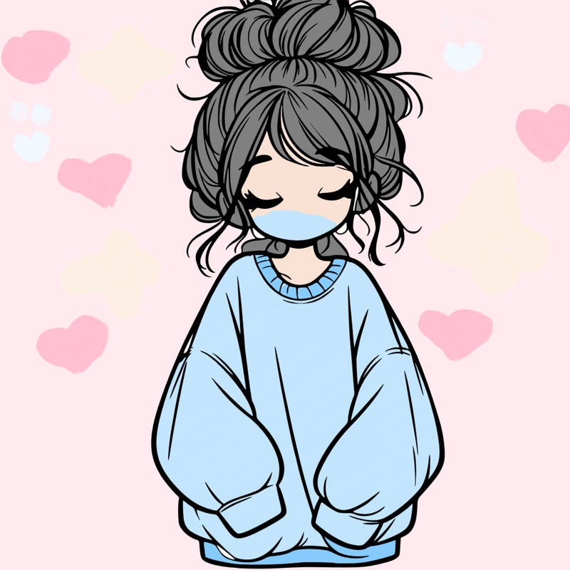 girl with baggy sweatshirt and messy bun