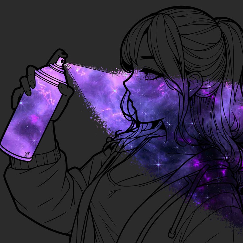 a realistic girl spray, painting