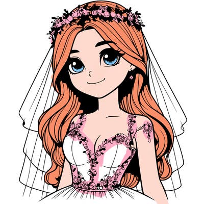 realistic girl in a wedding dress