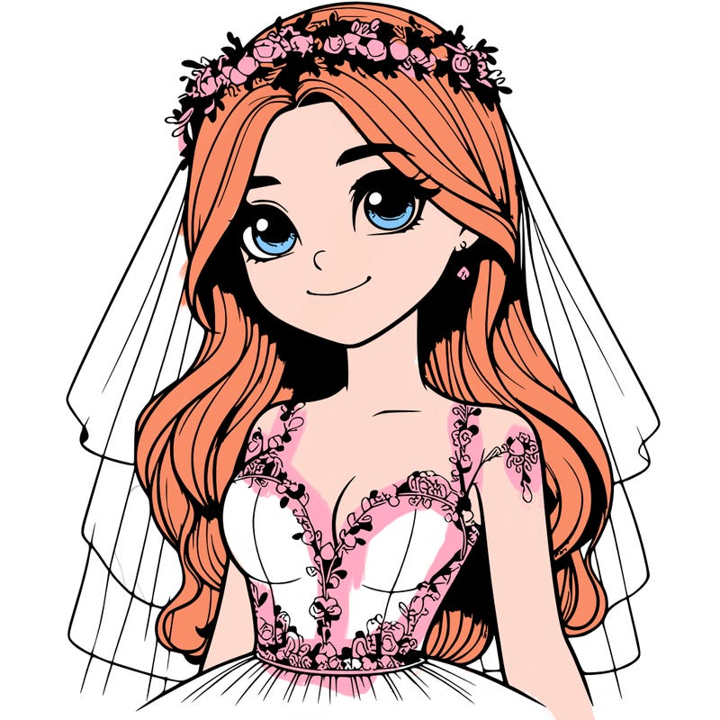 realistic girl in a wedding dress