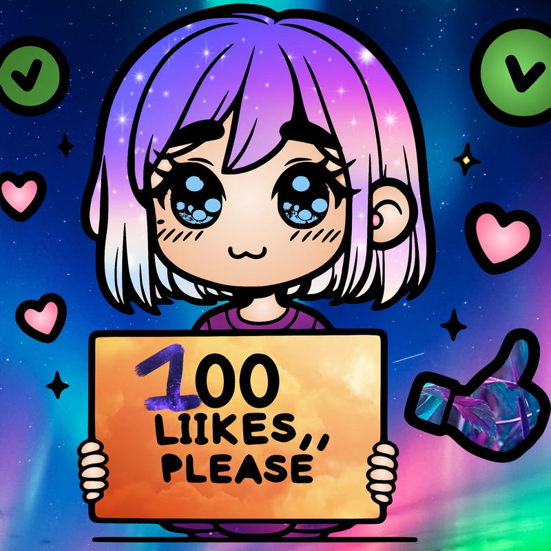 a girl with a sign saying 100 likes, please