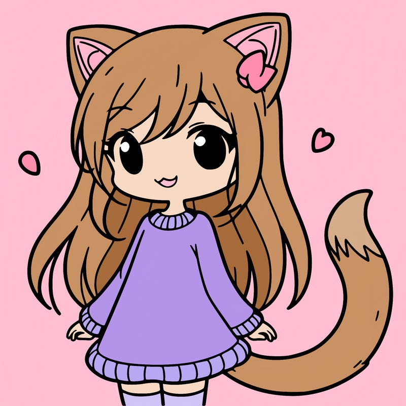 girl with cat ears and tail