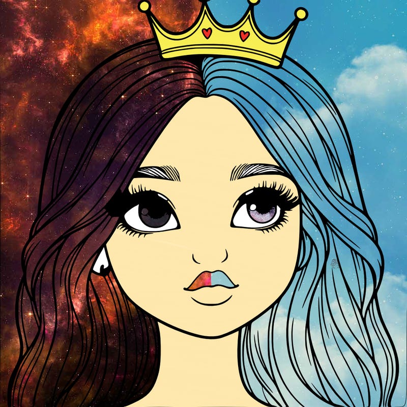 a realistic girl with a crown on
