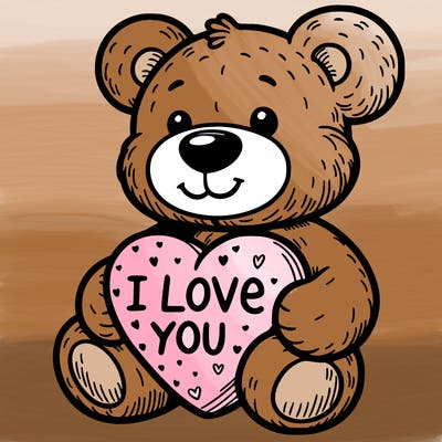 teddy bear holding an i love you heart